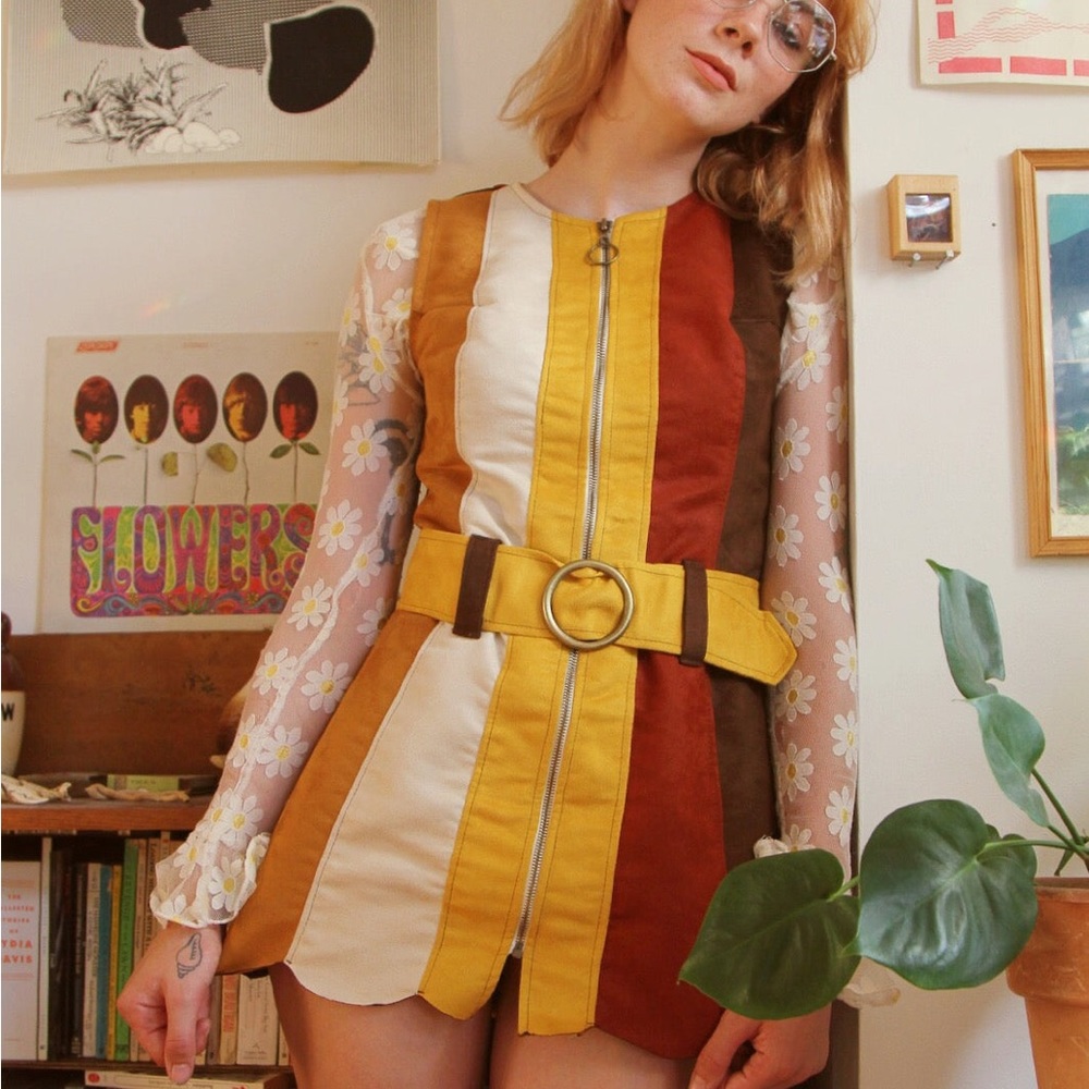 Miracle Eye- Marigold Faire Suede Mini-Dress